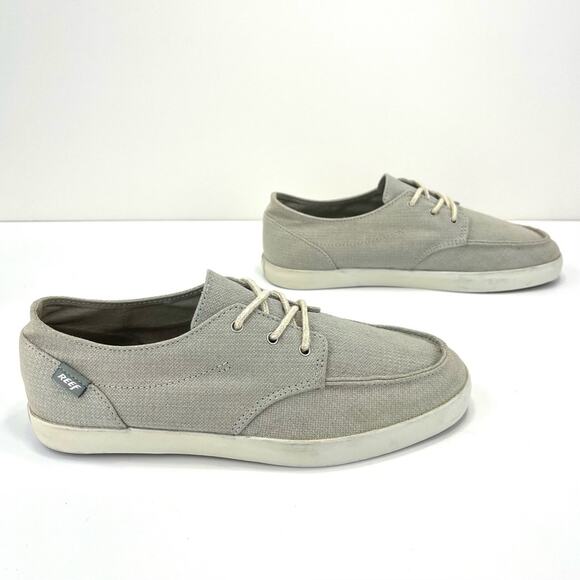 Reef Deckhand 2 TX Men Sneaker Size 7 Gray/Ocean Canvas Comfort Lace-Tie Low Top - Picture 1 of 14